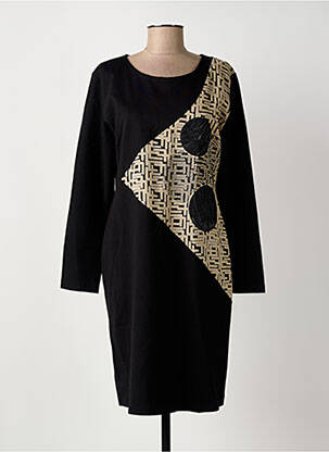 Robe mi-longue manches longues manches longues noir JOY femme