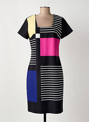 Robe mi-longue manches courtes manches courtes noir IMPULSION femme
