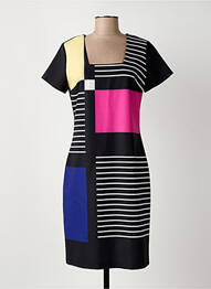 Robe mi-longue fermeture zippée au dos manches courtes noir IMPULSION femme