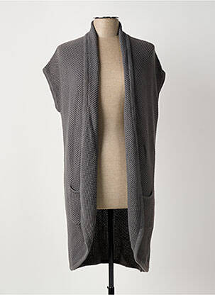 Gilet manches courtes col châle gris MARBLE femme