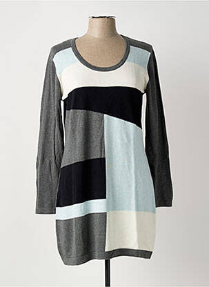 Robe pull tissage chiné manches longues gris MARBLE femme
