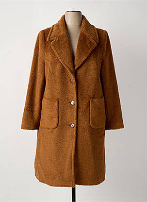 Manteau long coupe droite sans capuche marron ARONA femme