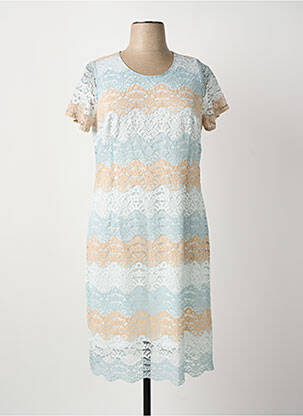 Robe mi-longue manches courtes manches courtes bleu GREGORY PAT femme