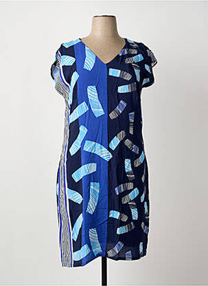 Robe mi-longue imprimé fantaisie manches courtes bleu MERI & ESCA femme