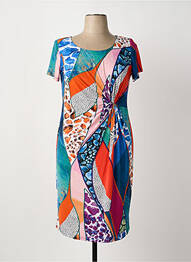 Robe mi-longue imprimé fantaisie manches courtes bleu ARONA femme