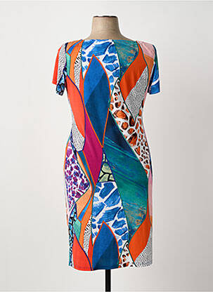 Robe mi-longue imprimé fantaisie manches courtes bleu ARONA femme