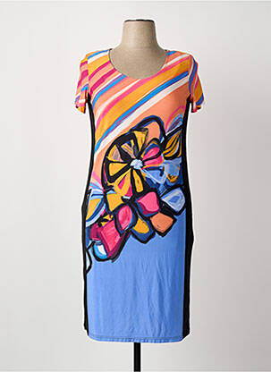 Robe mi-longue imprimé fleurs manches courtes violet ARONA femme