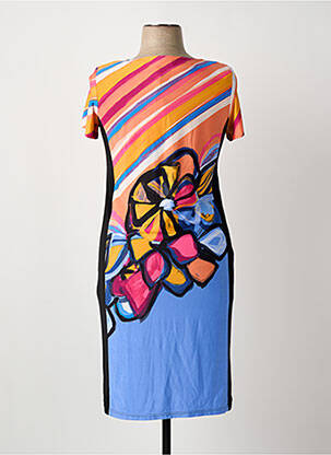 Robe mi-longue imprimé fleurs manches courtes violet ARONA femme