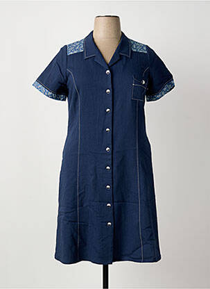 Robe mi-longue imprimé fleurs manches courtes bleu IMPULSION femme