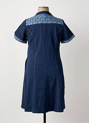 Robe mi-longue imprimé fleurs manches courtes bleu IMPULSION femme