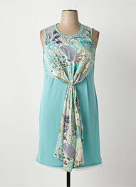 Robe mi-longue imprimé fleurs sans manche bleu GREGORY PAT femme