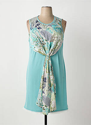 Robe mi-longue imprimé fleurs sans manche bleu GREGORY PAT femme