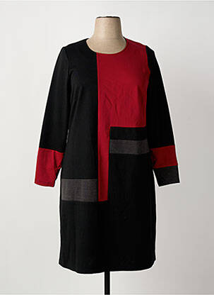 Robe mi-longue manches longues manches longues noir IMPULSION femme