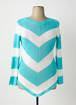 Pull coupe cintrée manches longues bleu MARBLE femme