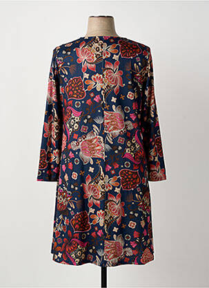 Robe mi-longue imprimé fleurs manches longues bleu NAYAT femme