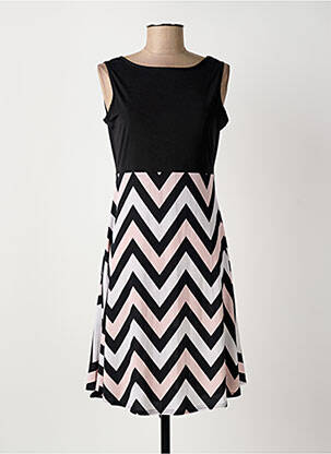 Robe mi-longue tissage crêpe sans manche noir MARBLE femme