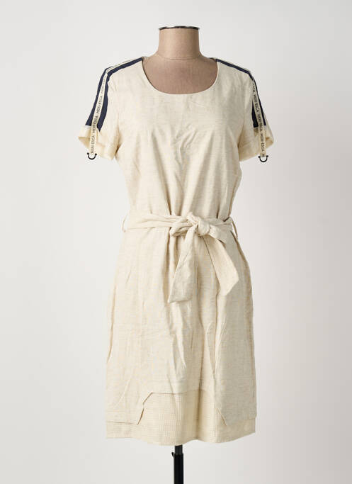 Robe mi-longue manches courtes manches courtes beige MERI & ESCA femme