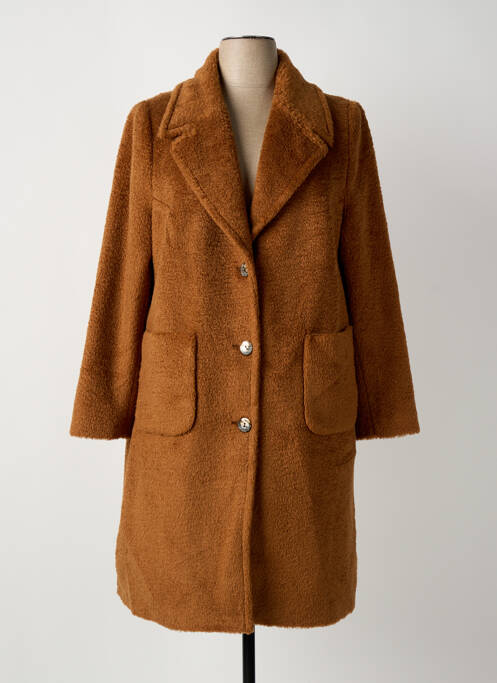 Manteau long coupe droite sans capuche marron ARONA femme