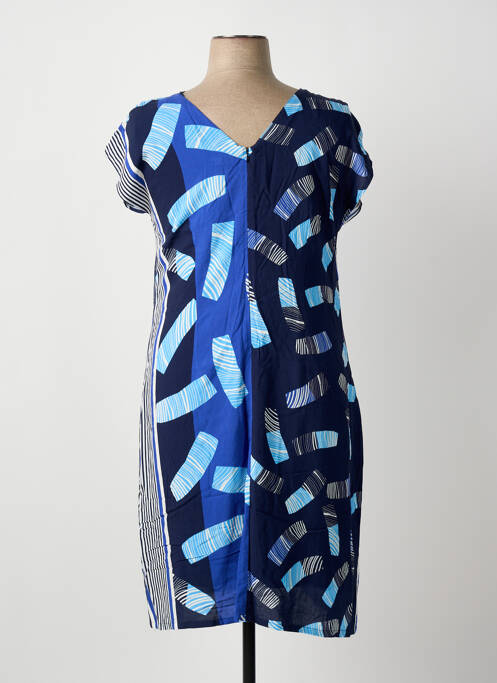 Robe mi-longue imprimé fantaisie manches courtes bleu MERI & ESCA femme