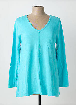 Pull coupe droite manches longues bleu MARBLE femme