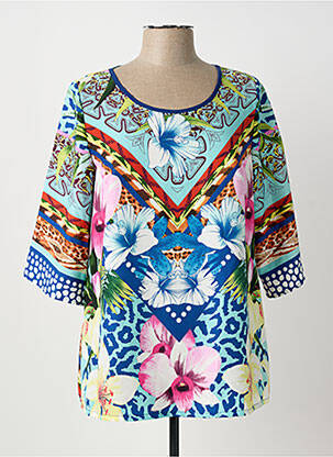 Blouse imprimé fantaisie manches 3/4 bleu ARONA femme