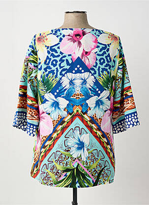 Blouse imprimé fantaisie manches 3/4 bleu ARONA femme