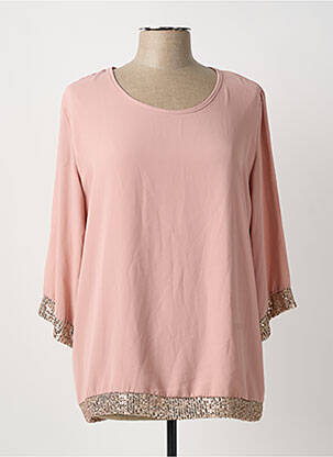 Blouse col rond manches 3/4 rose JAZZ femme