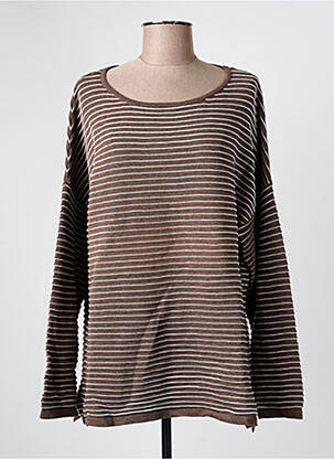 Pull coupe cintrée manches longues marron MARBLE femme