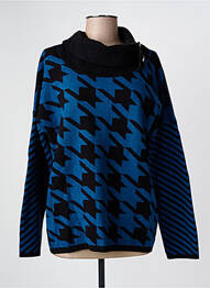 Pull col roulé stretch manches longues bleu MARBLE femme