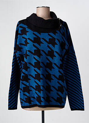 Pull col roulé stretch manches longues bleu MARBLE femme