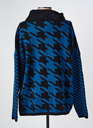 Pull col roulé stretch manches longues bleu MARBLE femme