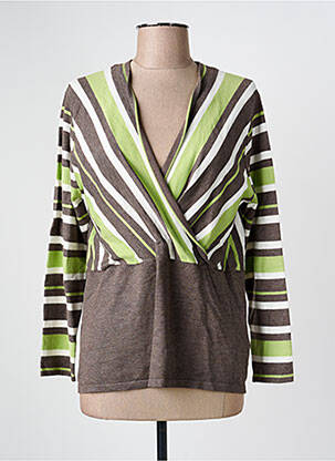 Pull coupe cintrée manches longues marron MARBLE femme