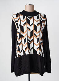 Pull coupe cintrée manches longues noir MARBLE femme