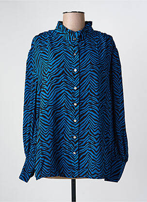 Chemisier tissage crêpe manches longues bleu MARBLE femme