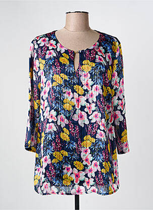 Top coupe fluide manches 3/4 bleu NAYAT femme