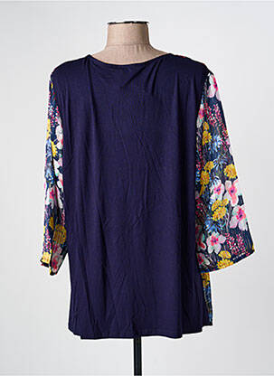Top coupe fluide manches 3/4 bleu NAYAT femme