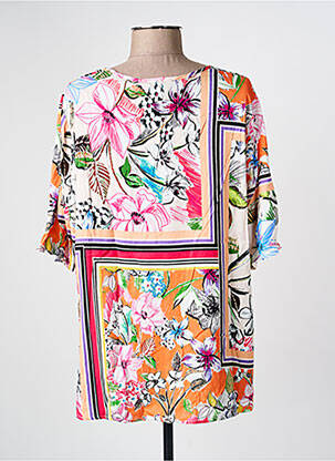 Blouse imprimé fleurs manches courtes orange GREGORY PAT femme