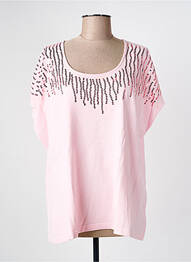 Top tissage jersey manches courtes rose MARBLE femme