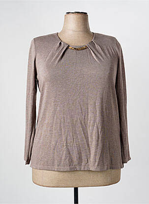 Top stretch manches longues marron NAYAT femme