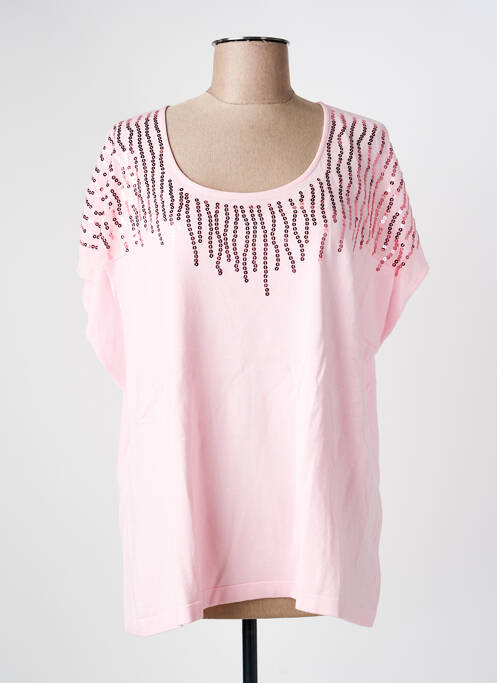 Top tissage jersey manches courtes rose MARBLE femme