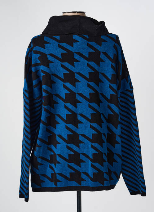 Pull col roulé stretch manches longues bleu MARBLE femme