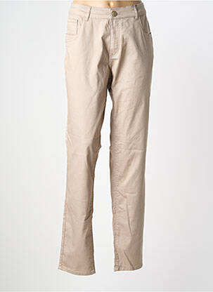 Pantalon slim tissage popeline taille normale beige PARA MI femme