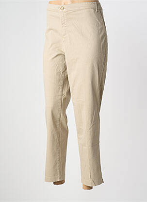 Pantalon 7/8 taille à pinces taille normale beige WALTRON femme