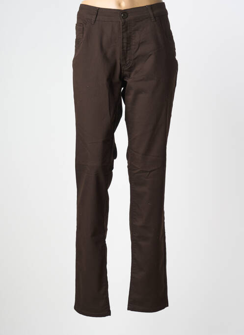Pantalon slim tissage popeline taille normale marron PARA MI femme