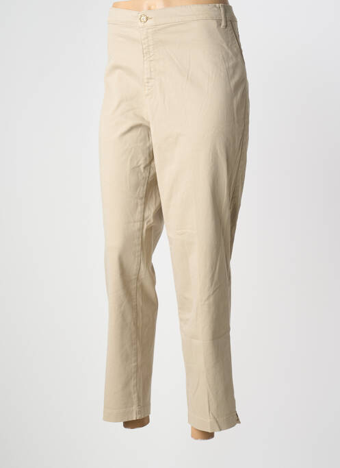 Pantalon 7/8 tissage popeline taille normale beige WALTRON femme