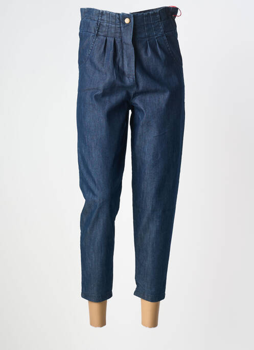 Pantalon 7/8 taille haute taille haute bleu JOHANNA PARIS femme