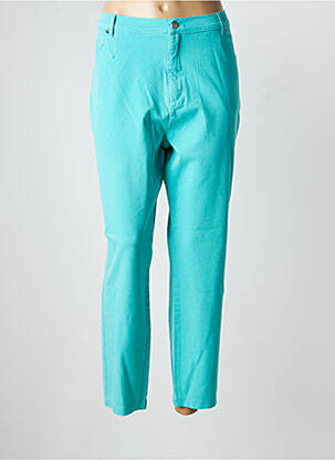 Pantalon 7/8 fermeture zippée sous rabat boutonné bleu MARBLE femme