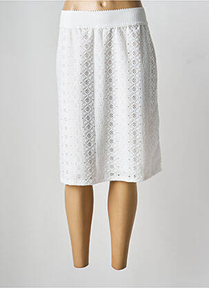 Jupe mi-longue coupe droite blanc LOURDES CASTILLO femme