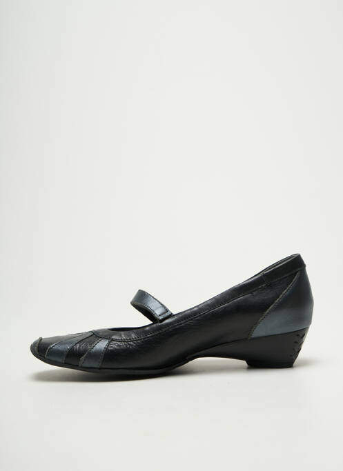 Ballerines fermeture scratch talon plat jusqu'à 3cm noir LUXAT femme
