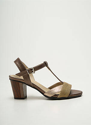 Sandales/nu pieds tissage satiné talon de 7 à 9cm marron DORKING femme
